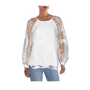 Alfani Women's Floral Burnout Raglan-Sleeve Top M
